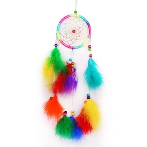 Round colorful dream catcher feathers Beaded